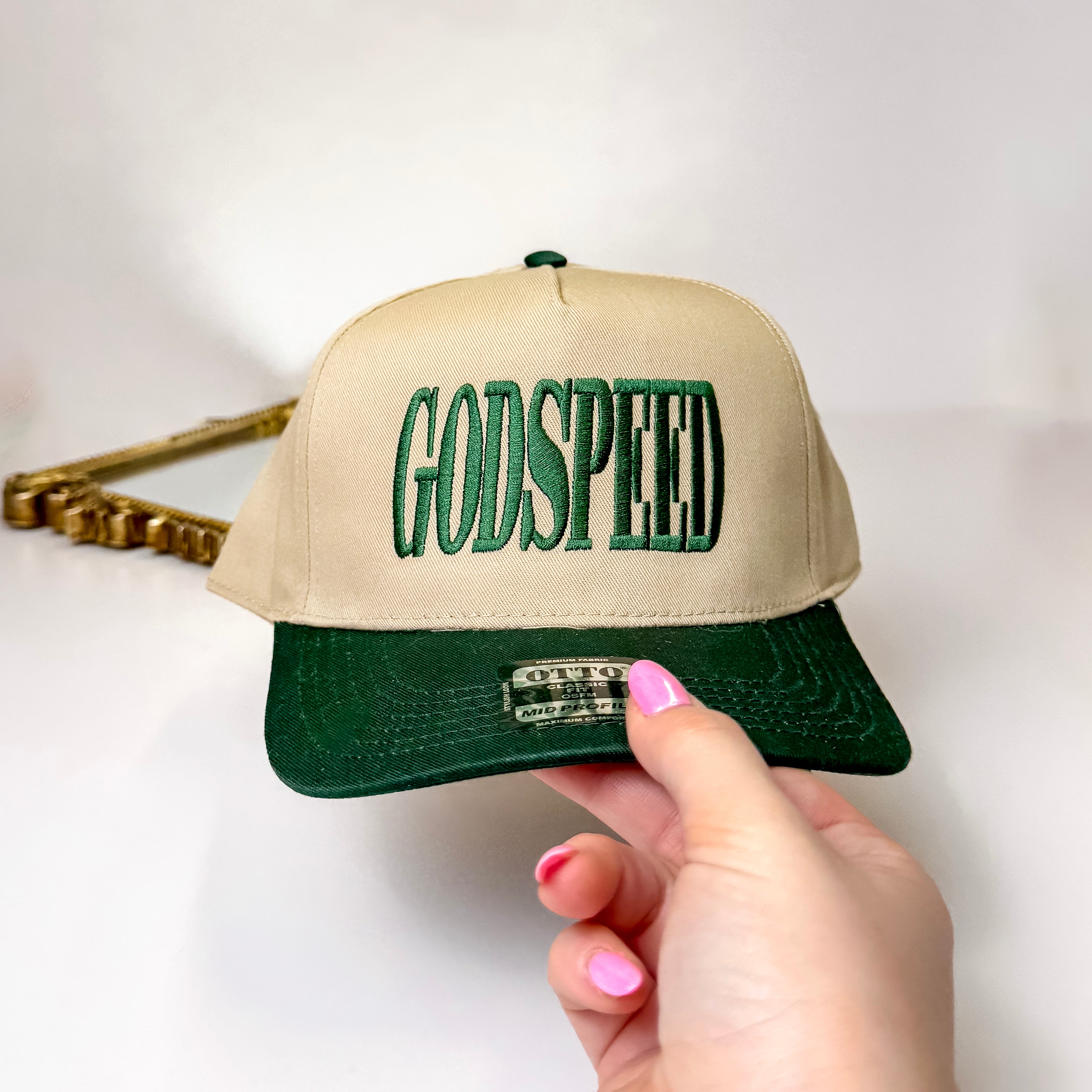 Godspeed Foam Vintage Hat in Khaki and Green - Giddy Up Glamour Boutique