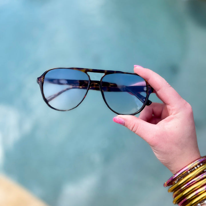 Otra Eyewear | Stevie Aviator Blue Fade Sunglasses in Tortoiseshell