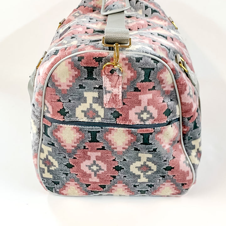 Makeup Junkie | Blush Aztec Duffel Bag in Blush Pink and Grey Mix - Giddy Up Glamour Boutique