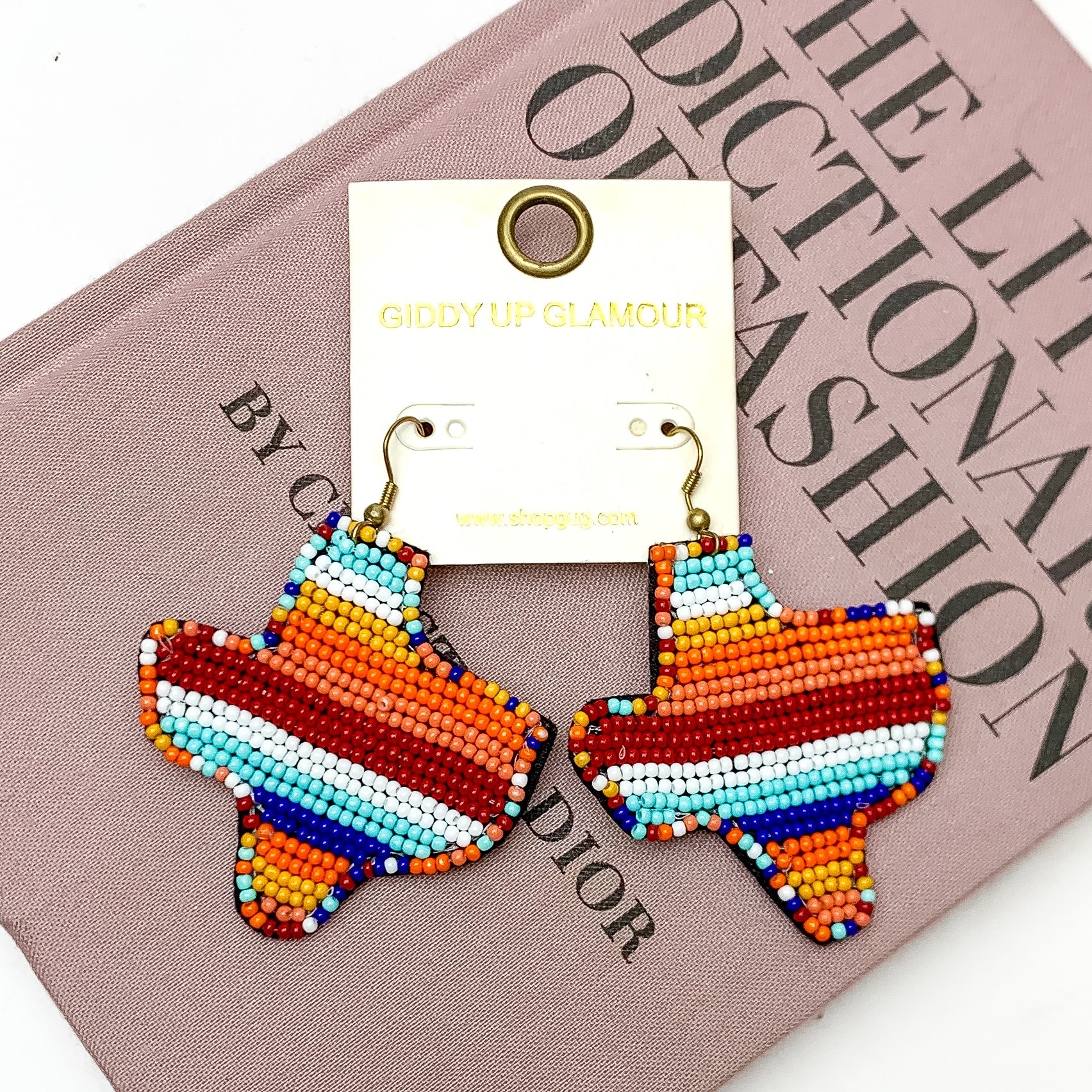 Seed Bead Texas Statement Earrings in Desert Multi - Giddy Up Glamour Boutique