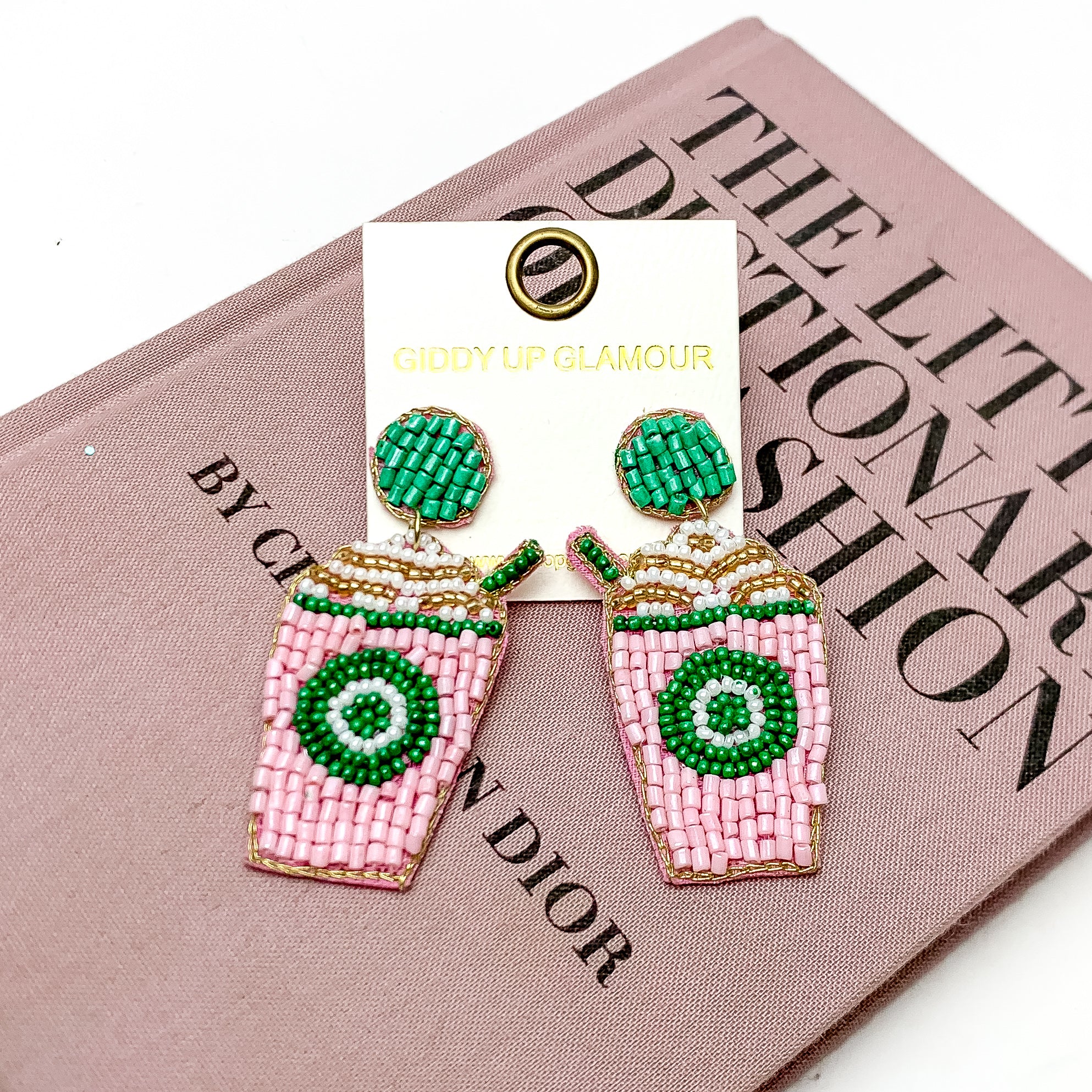 To-Go Coffee Beaded Earrings in Pink - Giddy Up Glamour Boutique
