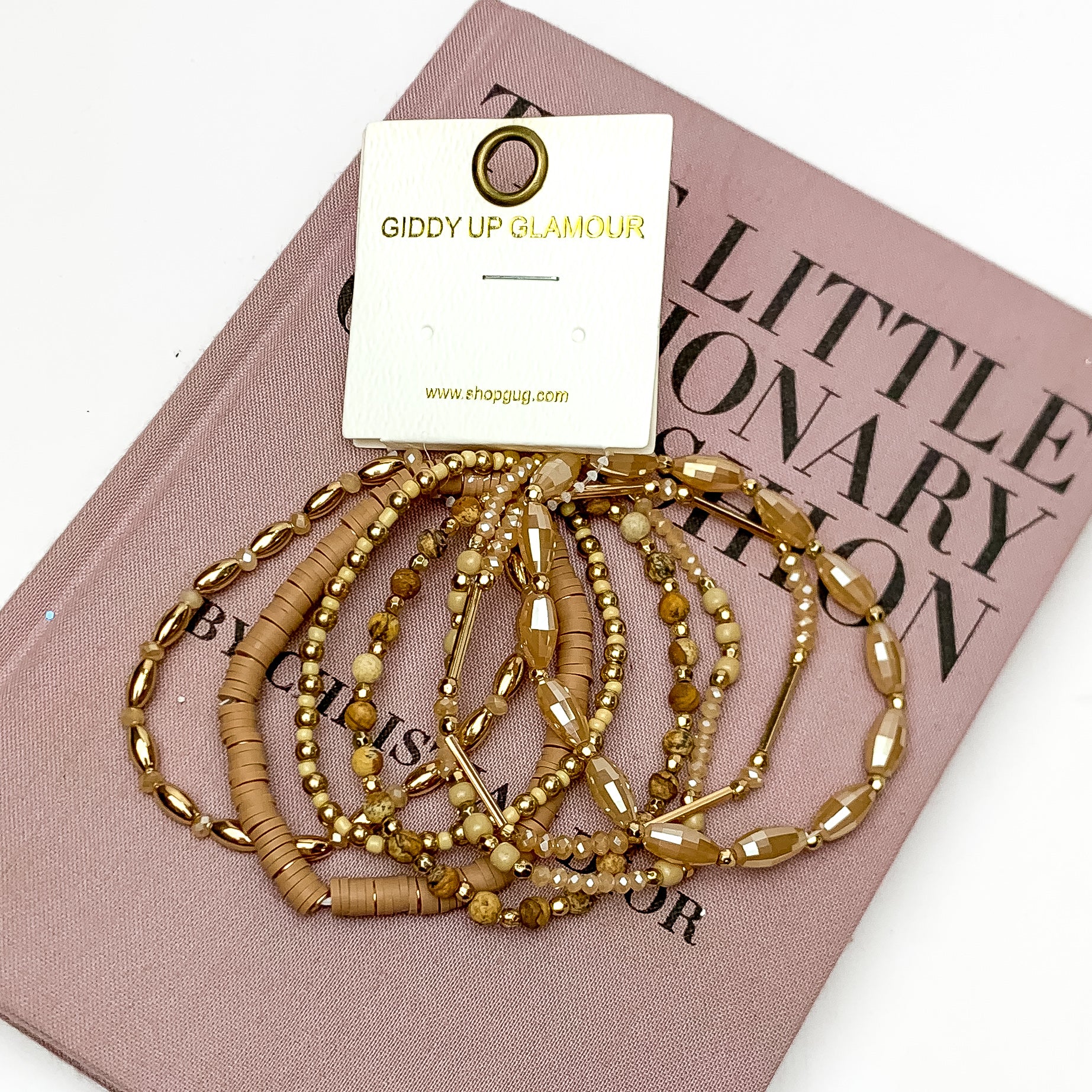 Brunchin' All Day Bracelet Set in Tan - Giddy Up Glamour Boutique