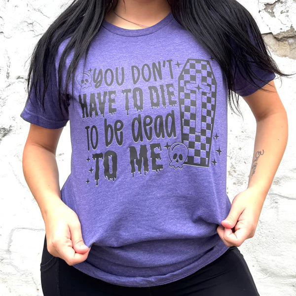 Online Exclusive | Dead to Me Short Sleeve Graphic Tee in Heather Purple