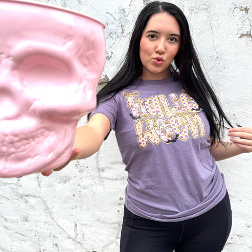 Online Exclusive | Retro Halloween Graphic on Short Sleeve Tee in Heather Purple