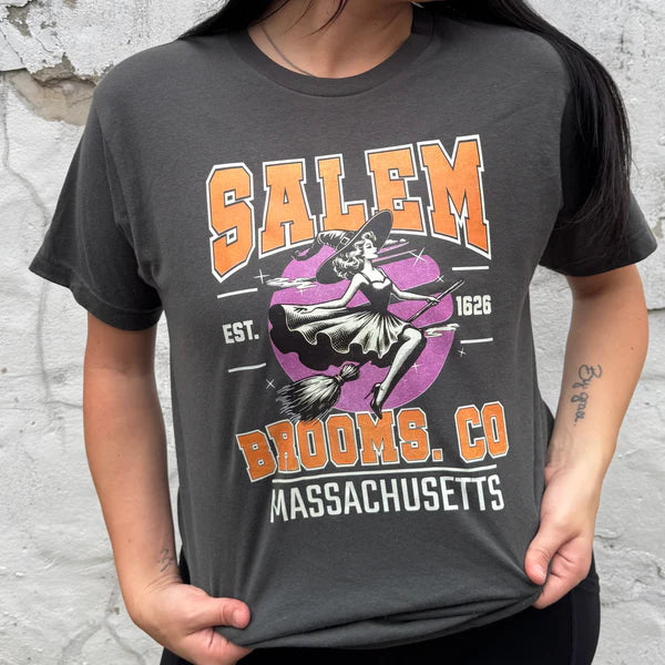 Online Exclusive | Salem Brooms Short Sleeve Graphic Tee in Charcoal Black