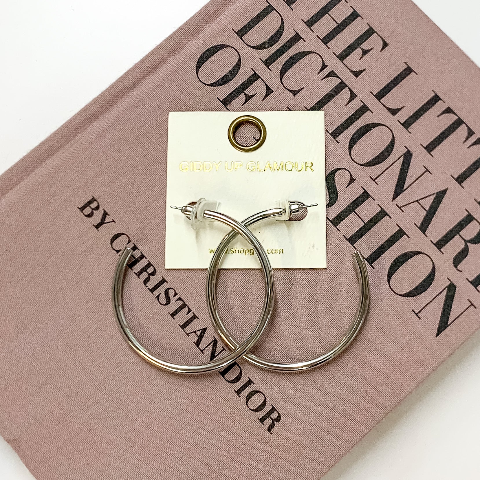 Basic Love 2 Inch Round Hoop Earrings in Silver Tone - Giddy Up Glamour Boutique