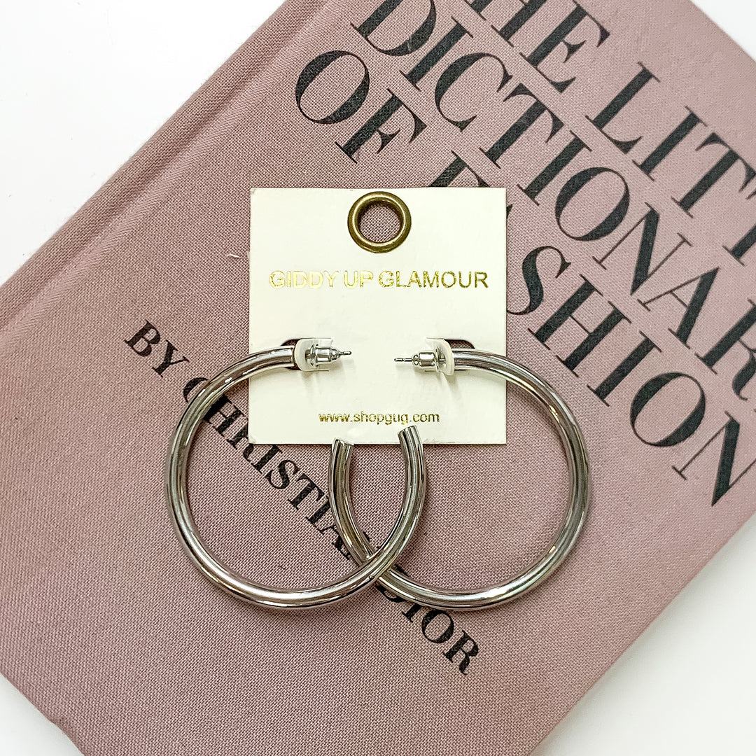 2 Inch Hoops in Silver Tone - Giddy Up Glamour Boutique