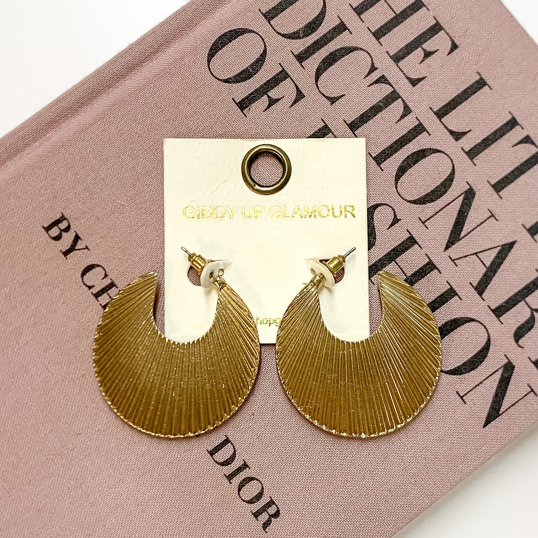 Shell Textured Irregularly Shaped Hoop Earrings in Gold Tone - Giddy Up Glamour Boutique