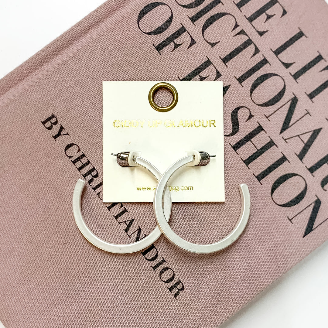 Almost Ready 1 1/2 Inch Hoops in Matte Silver - Giddy Up Glamour Boutique