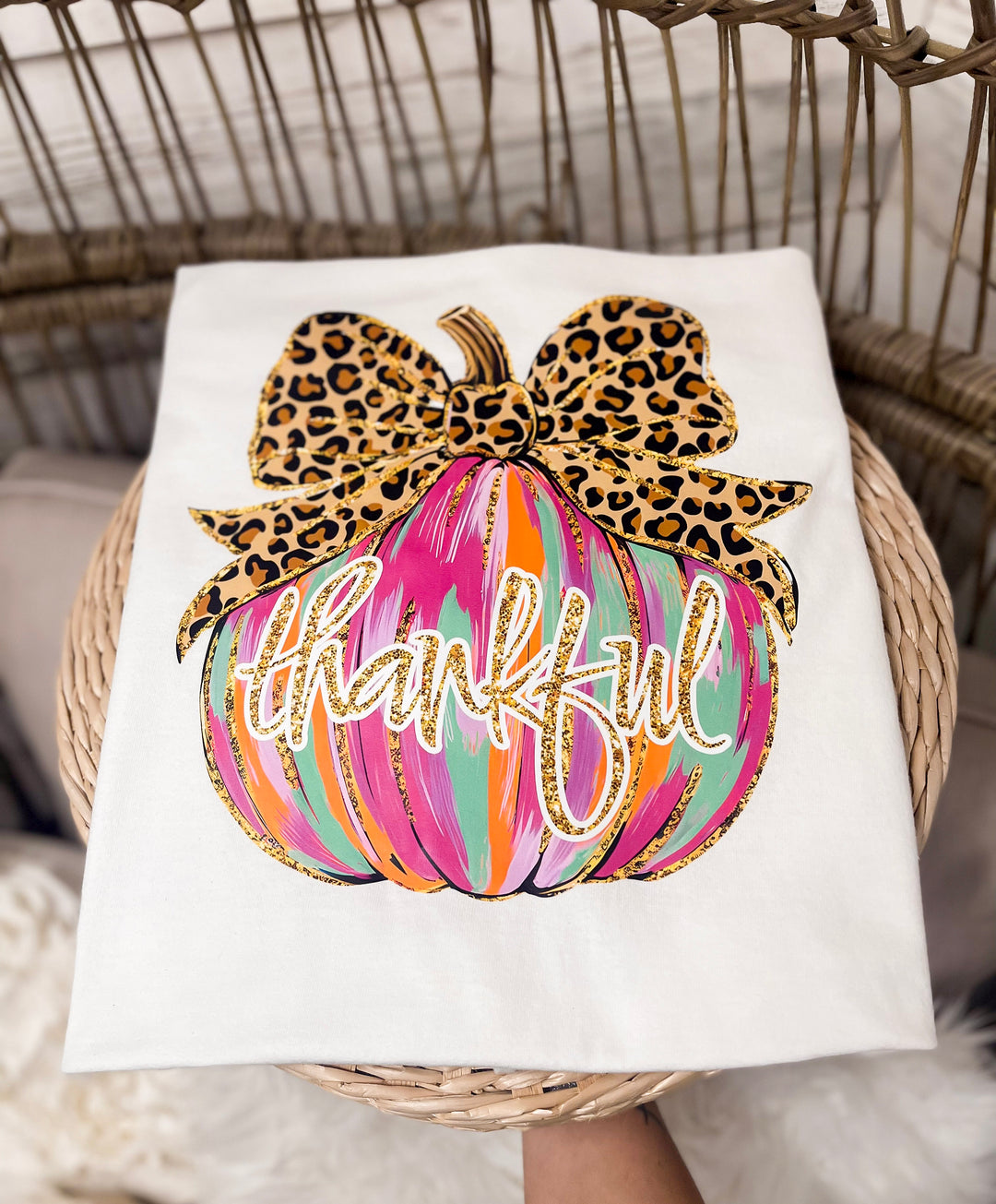 Online Exclusive | Thankful Leopard Pumpkin Graphic Tee or Sweatshirt in Multiple Printing Options and Colors