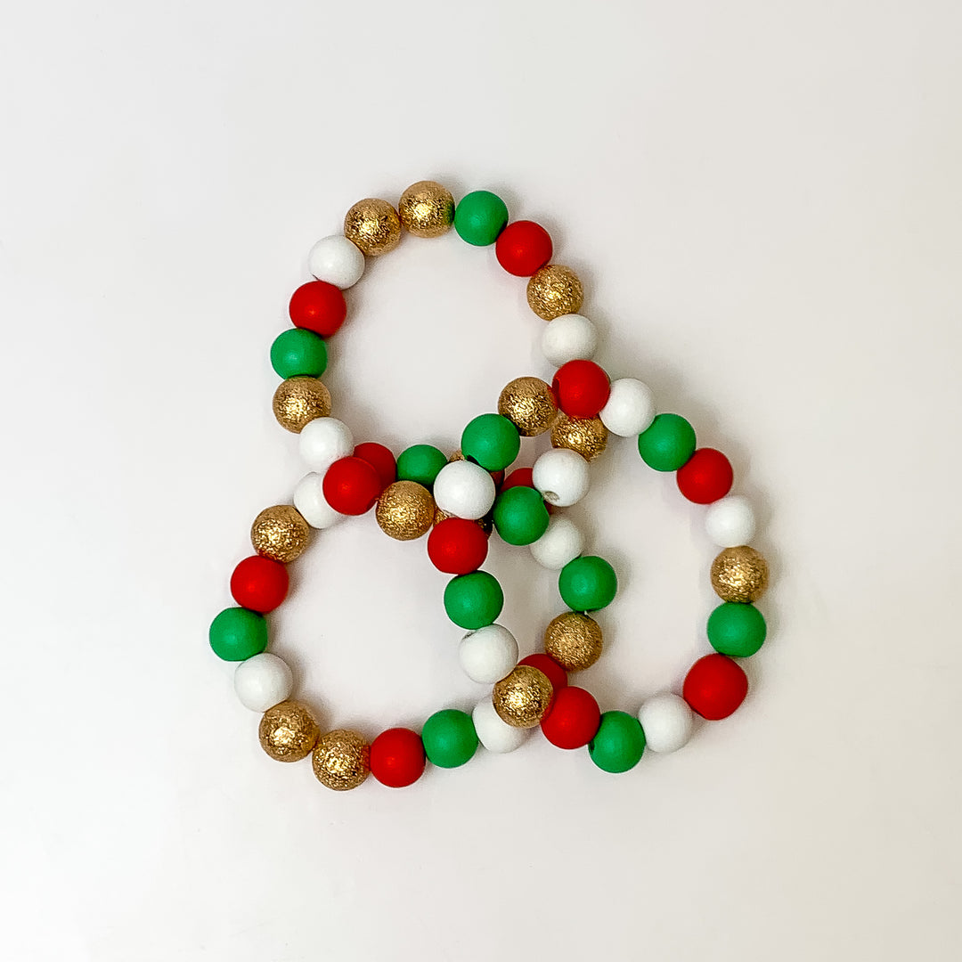 Coming To Town Set of 3 Stretchy Beaded Multicolored Bracelets - Giddy Up Glamour Boutique