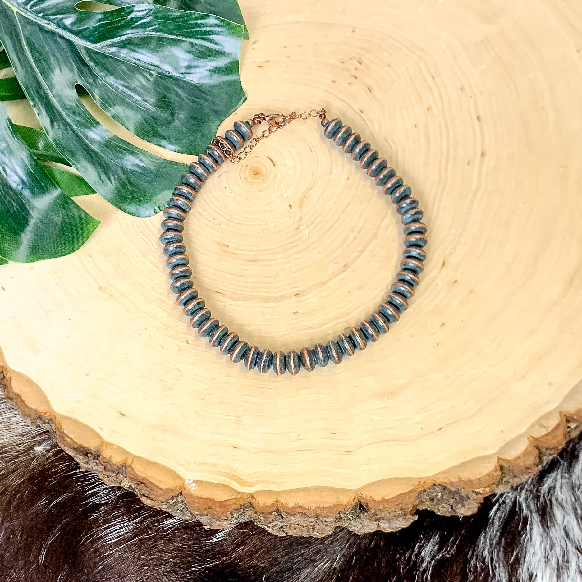 Beaded Choker Necklace in Patina Tone
