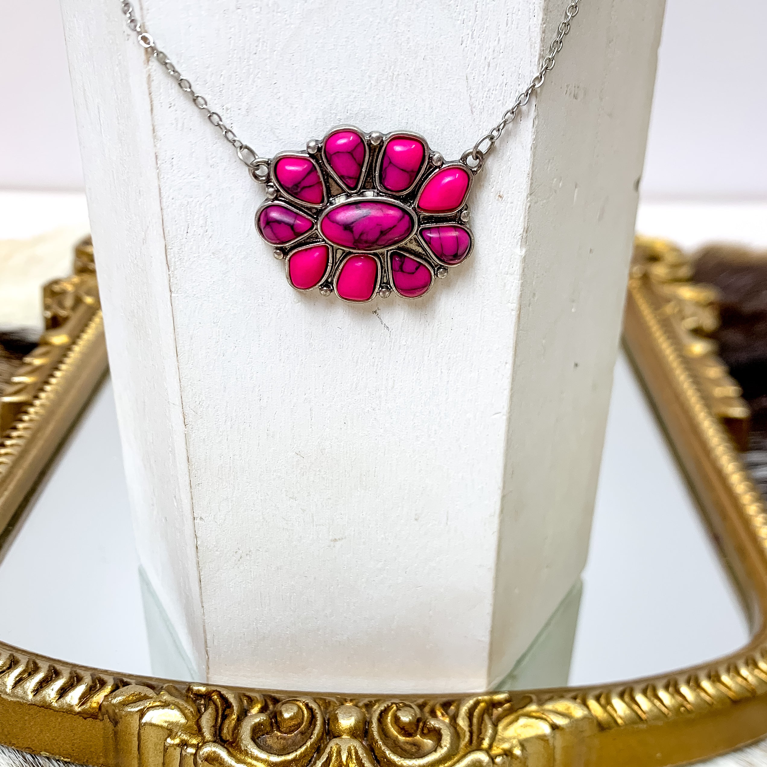 Mini Concho Necklace in Pink
