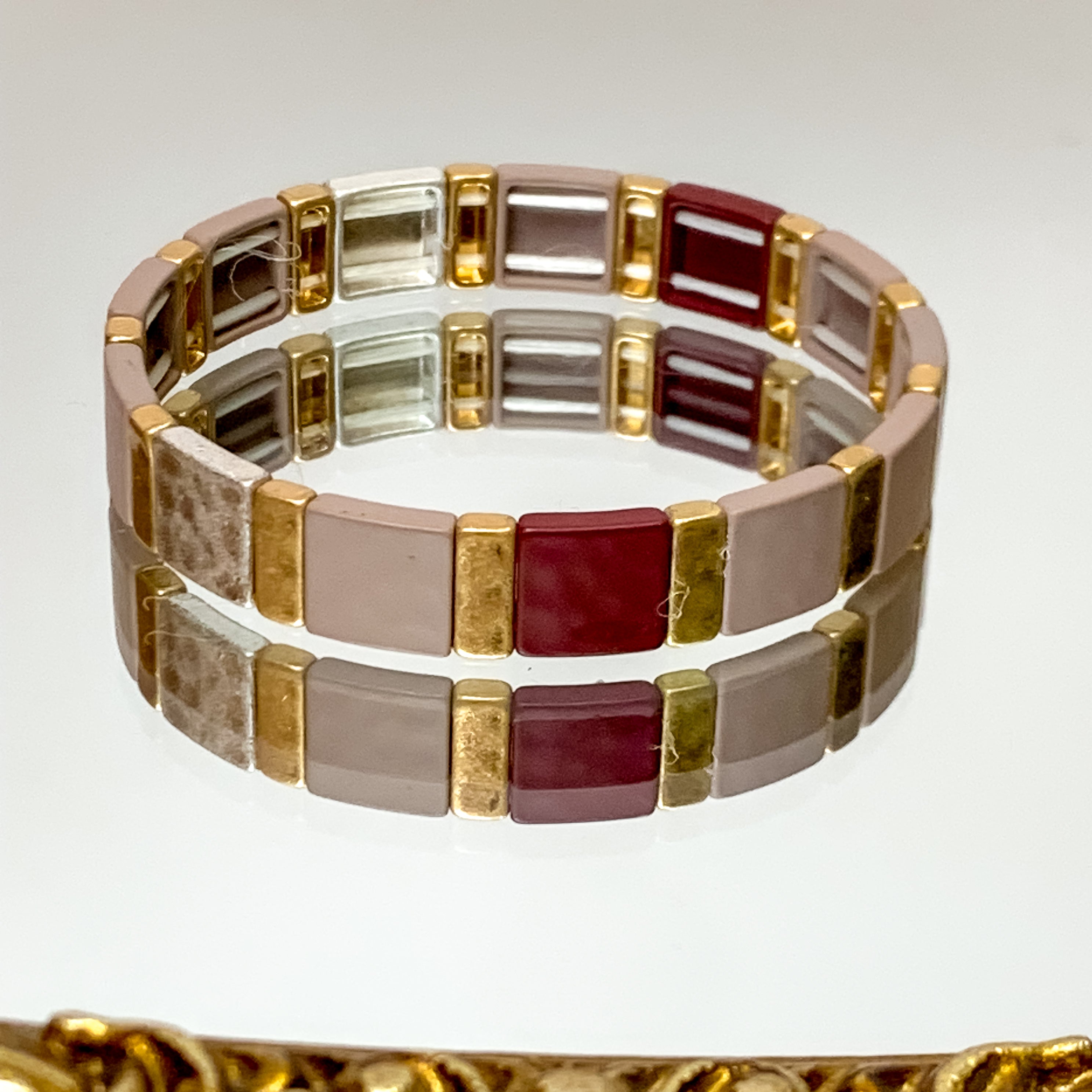All About Matte Square Bracelet in Mauve and Maroon Mix - Giddy Up Glamour Boutique