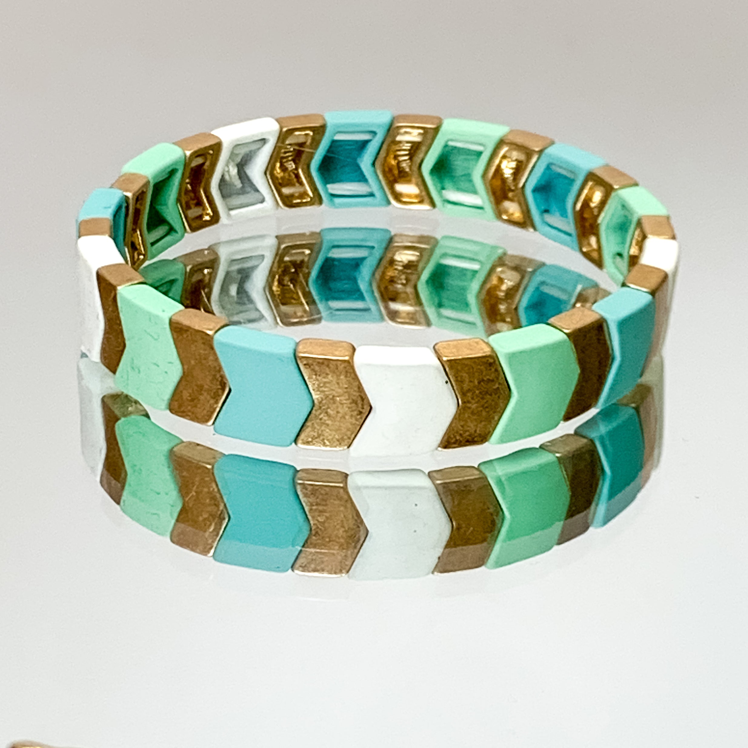 All About Matte Chevron Bracelet in Turquoise - Giddy Up Glamour Boutique
