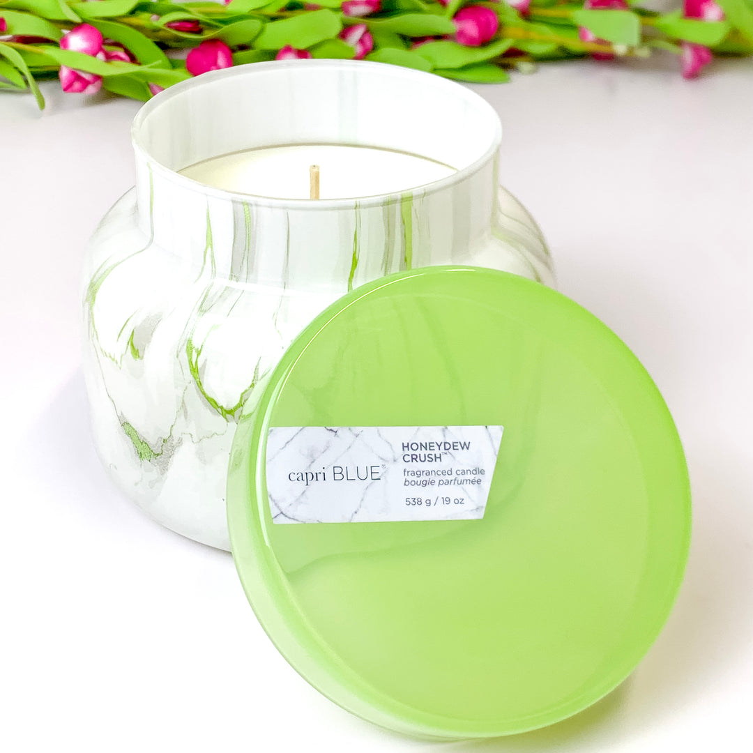 Capri Blue | 19 oz. Marble Jar Candle in Limelight | Honeydew Crush - Giddy Up Glamour Boutique