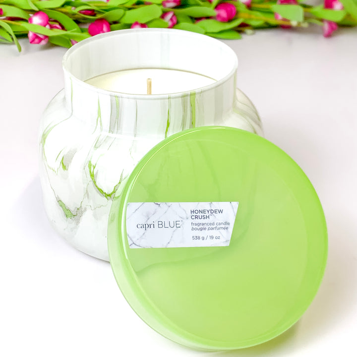 Capri Blue | 19 oz. Marble Jar Candle in Limelight | Honeydew Crush - Giddy Up Glamour Boutique