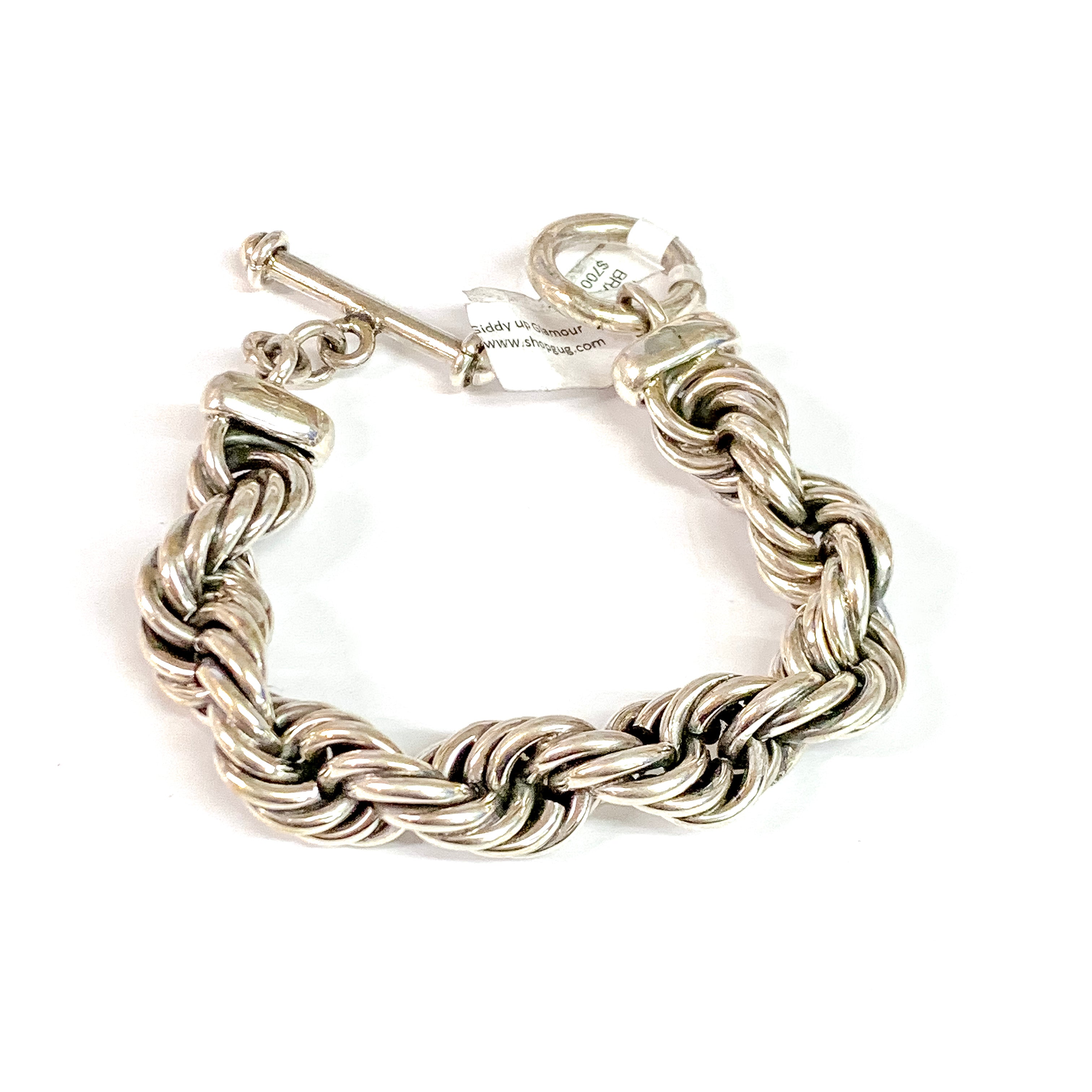 Navajo | Sterling Silver Thick Rope Toggle Bracelet - Giddy Up Glamour Boutique
