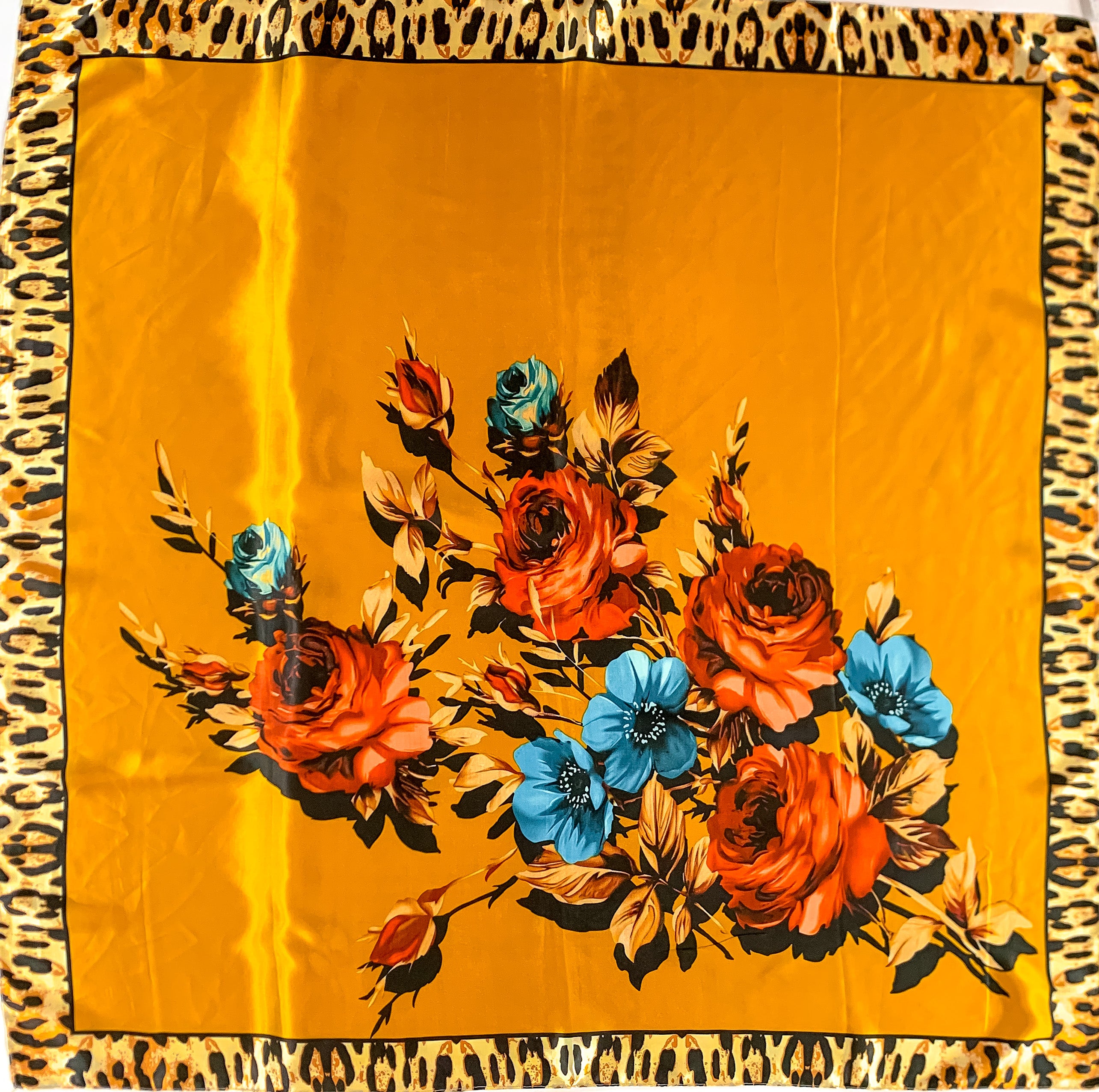 Fiesty Floral Wild Rag in Mustard - Giddy Up Glamour Boutique