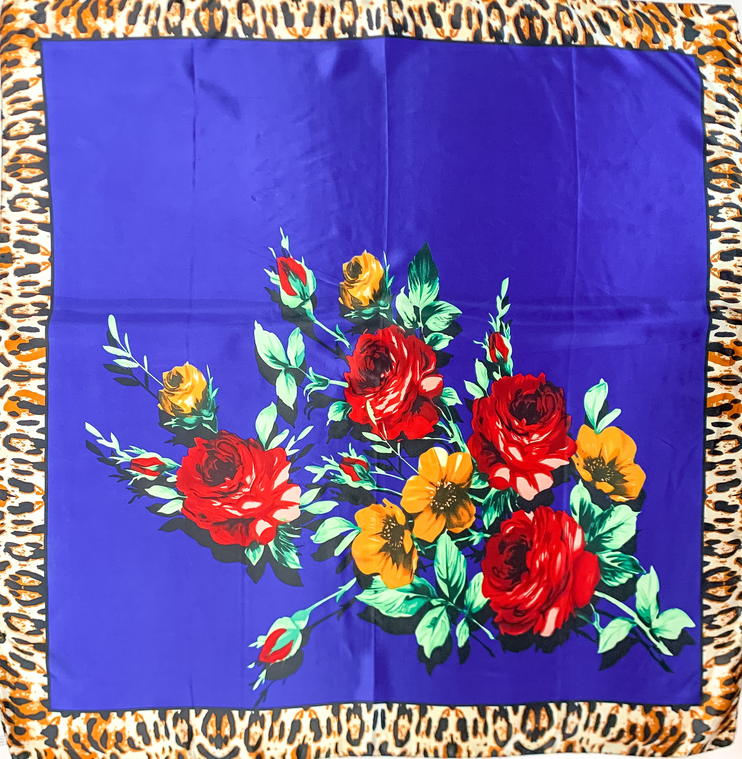 Fiesty Floral Wild Rag in Royal Blue - Giddy Up Glamour Boutique