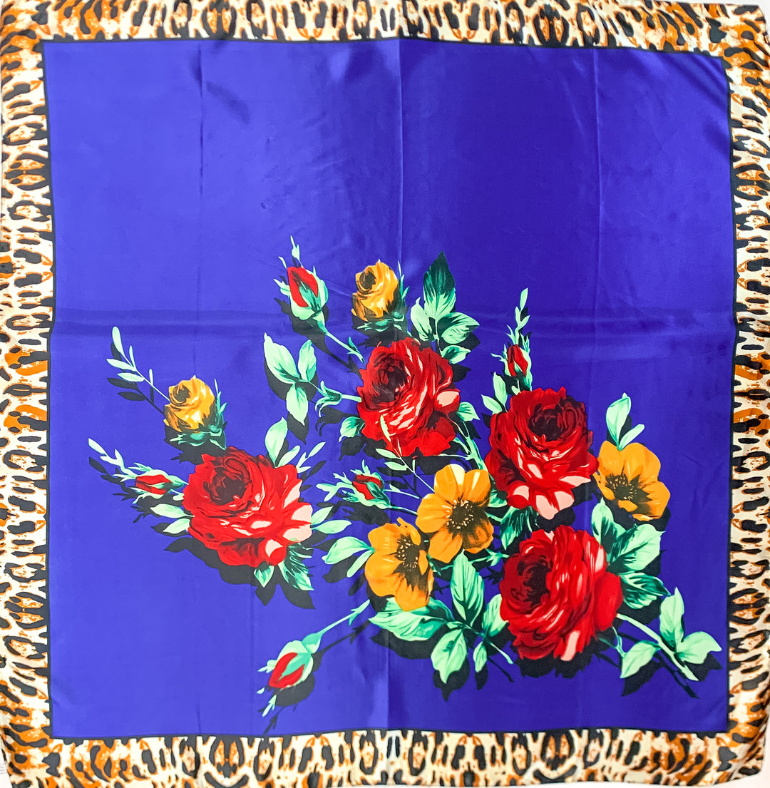 Fiesty Floral Wild Rag in Royal Blue - Giddy Up Glamour Boutique