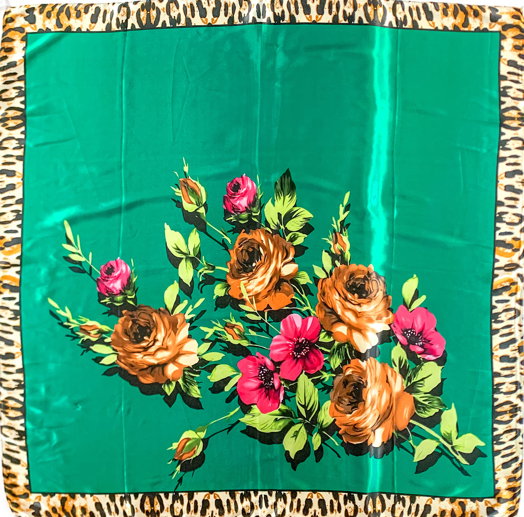 Fiesty Floral Wild Rag in Emerald - Giddy Up Glamour Boutique