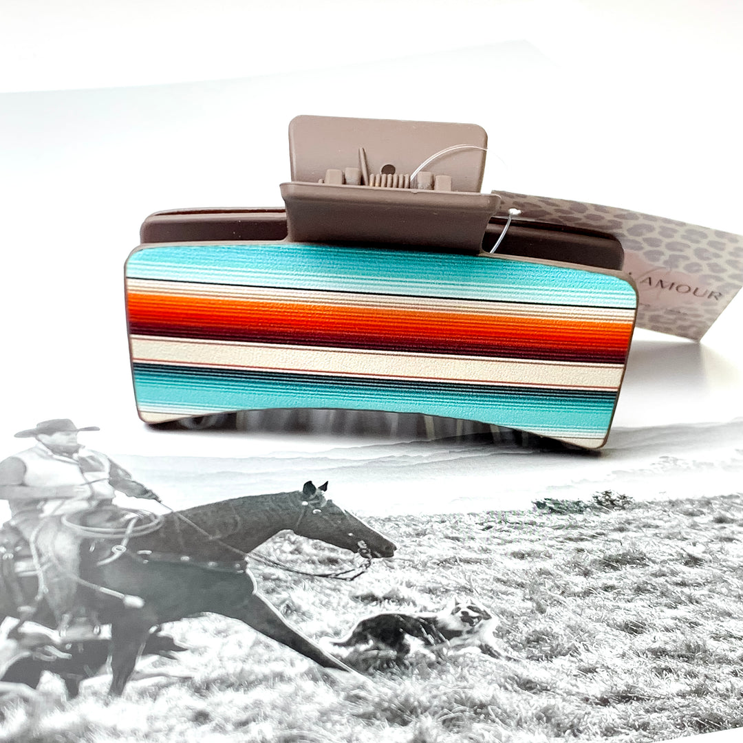 Brown Rectangle Claw Clip in Serape Print - Giddy Up Glamour Boutique