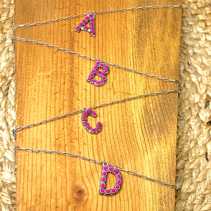 Wear It Proud Initial Necklaces in Fuchsia Pink - Giddy Up Glamour Boutique