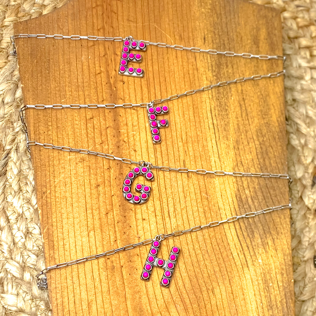 Wear It Proud Initial Necklaces in Fuchsia Pink - Giddy Up Glamour Boutique