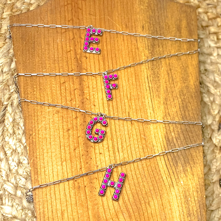 Wear It Proud Initial Necklaces in Fuchsia Pink - Giddy Up Glamour Boutique
