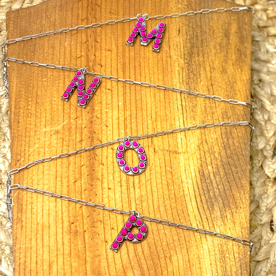 Wear It Proud Initial Necklaces in Fuchsia Pink - Giddy Up Glamour Boutique
