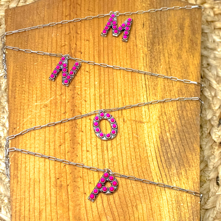 Wear It Proud Initial Necklaces in Fuchsia Pink - Giddy Up Glamour Boutique