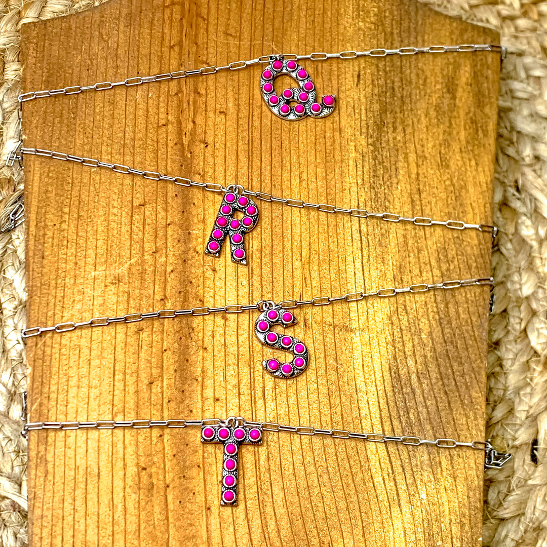 Wear It Proud Initial Necklaces in Fuchsia Pink - Giddy Up Glamour Boutique