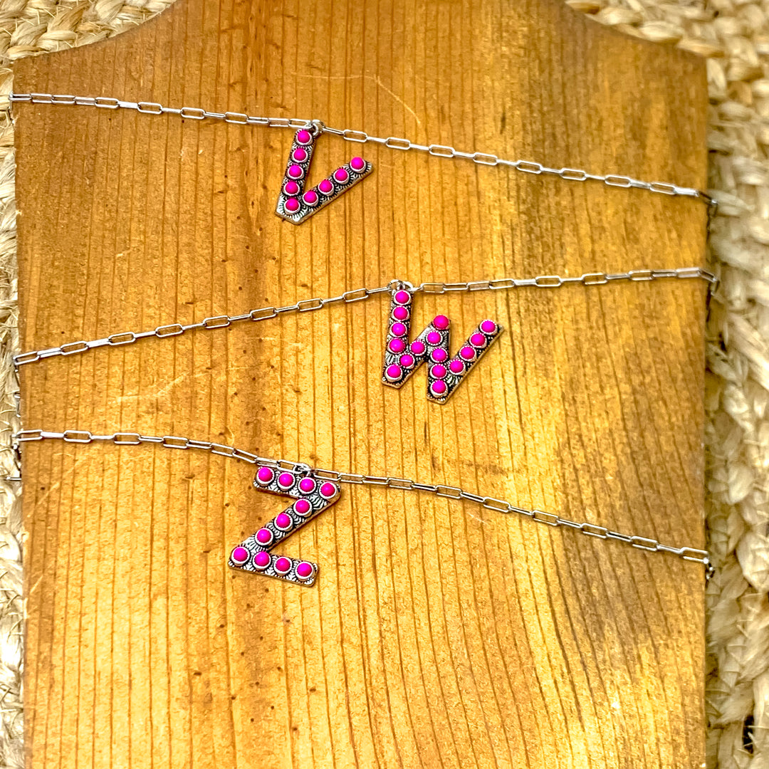 Wear It Proud Initial Necklaces in Fuchsia Pink - Giddy Up Glamour Boutique