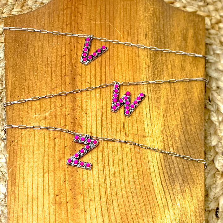 Wear It Proud Initial Necklaces in Fuchsia Pink - Giddy Up Glamour Boutique