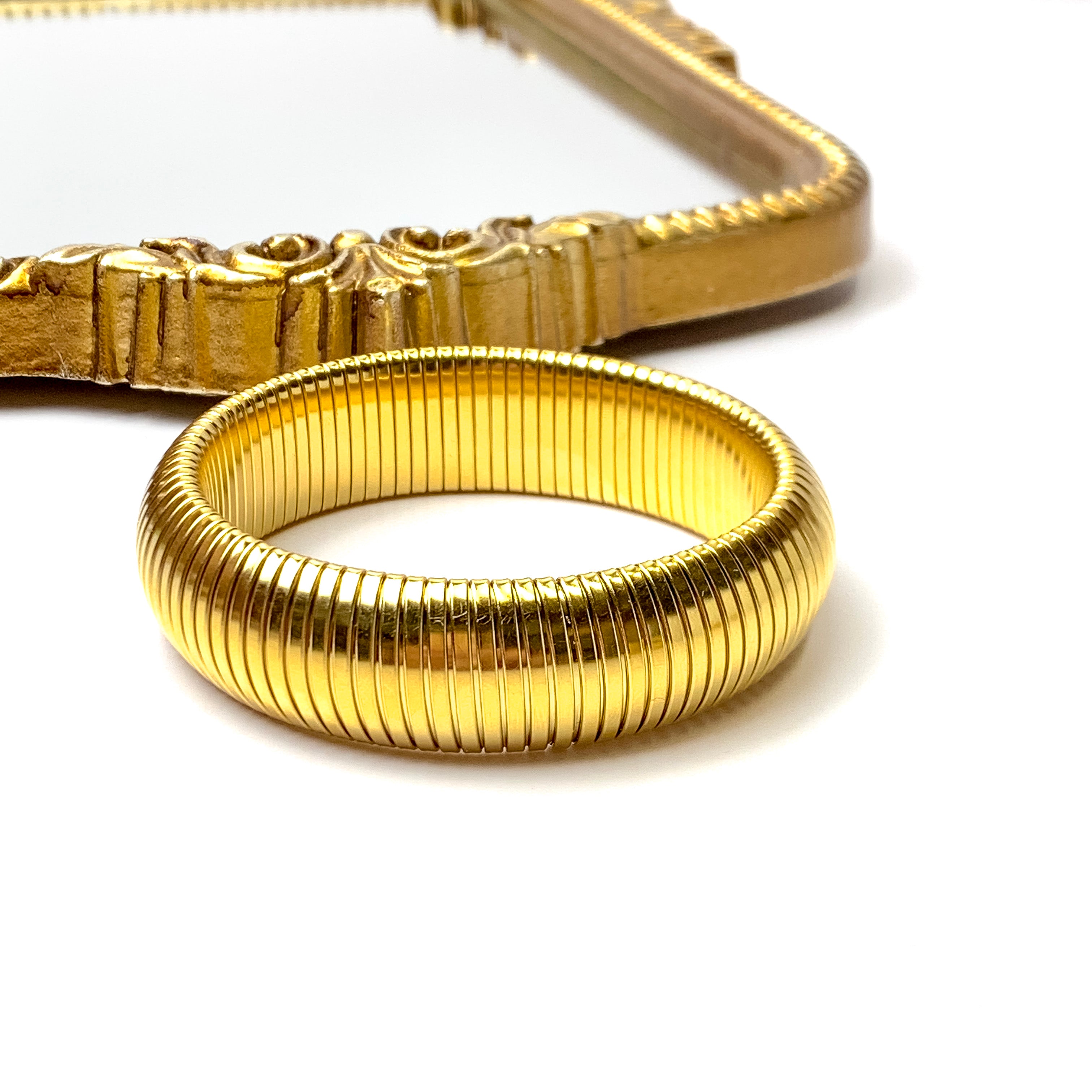 Bracha | She's Bold Chunky Bangle Bracelet in Gold Tone - Giddy Up Glamour Boutique