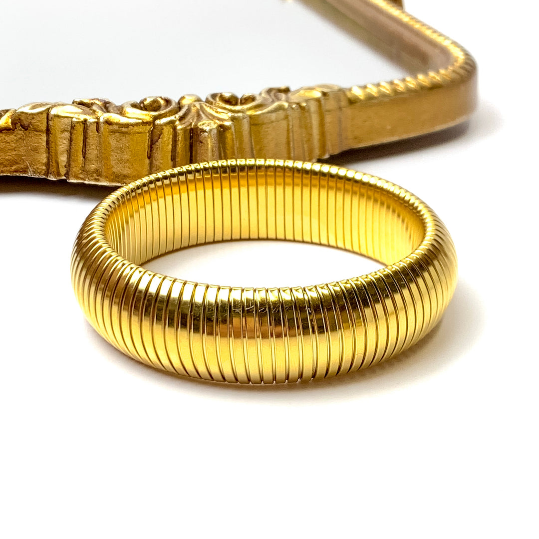 Bracha | She's Bold Chunky Bangle Bracelet in Gold Tone - Giddy Up Glamour Boutique