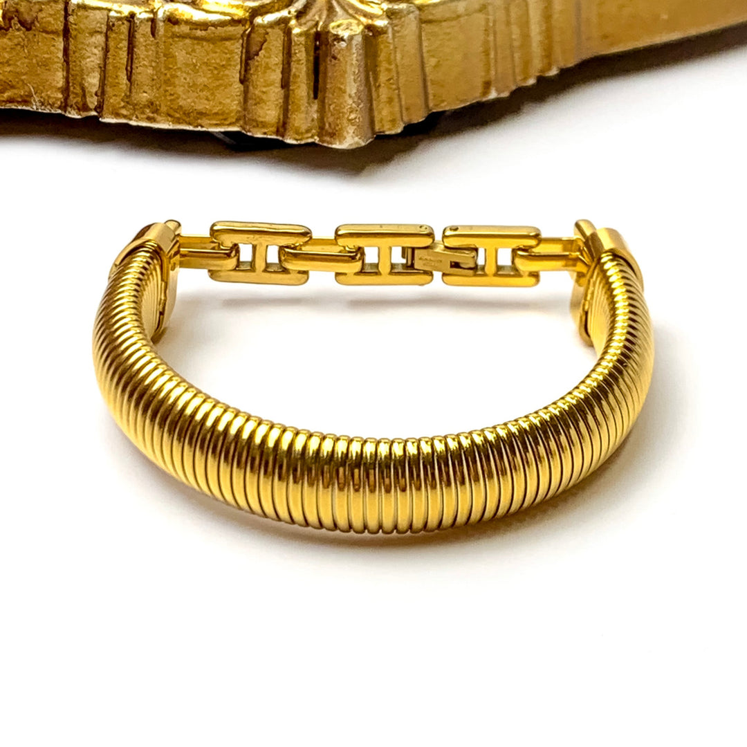 Bracha | She's Unbreakable Single Bracelet in Gold Tone - Giddy Up Glamour Boutique