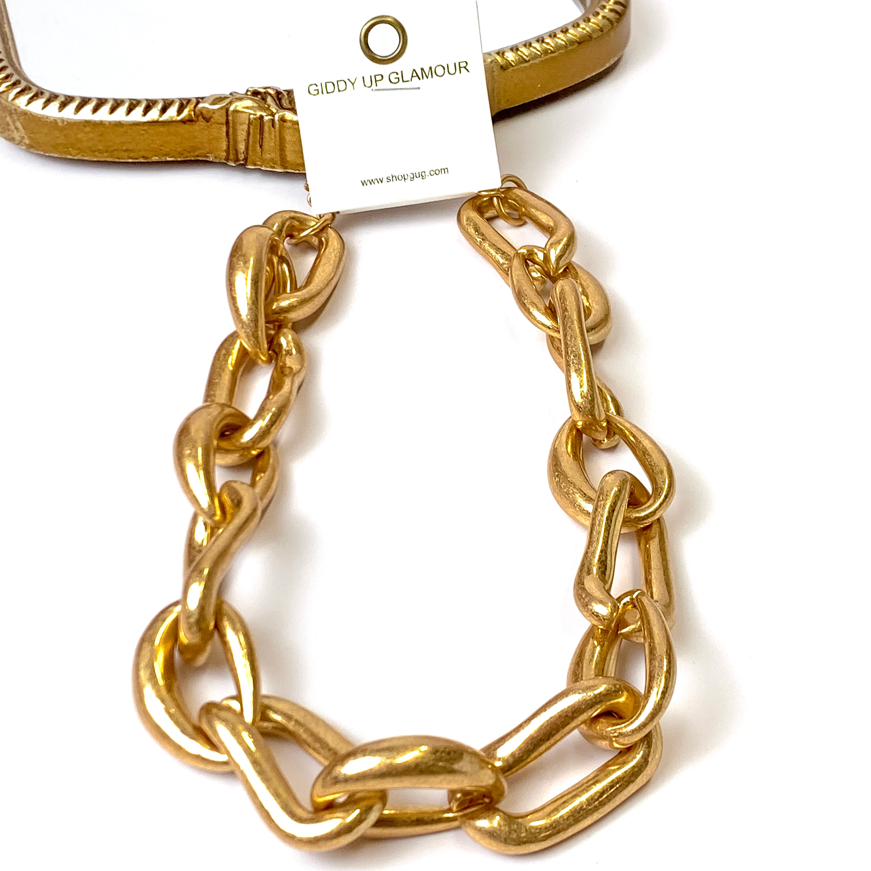Gold Tone Chunky Chain Necklace - Giddy Up Glamour Boutique