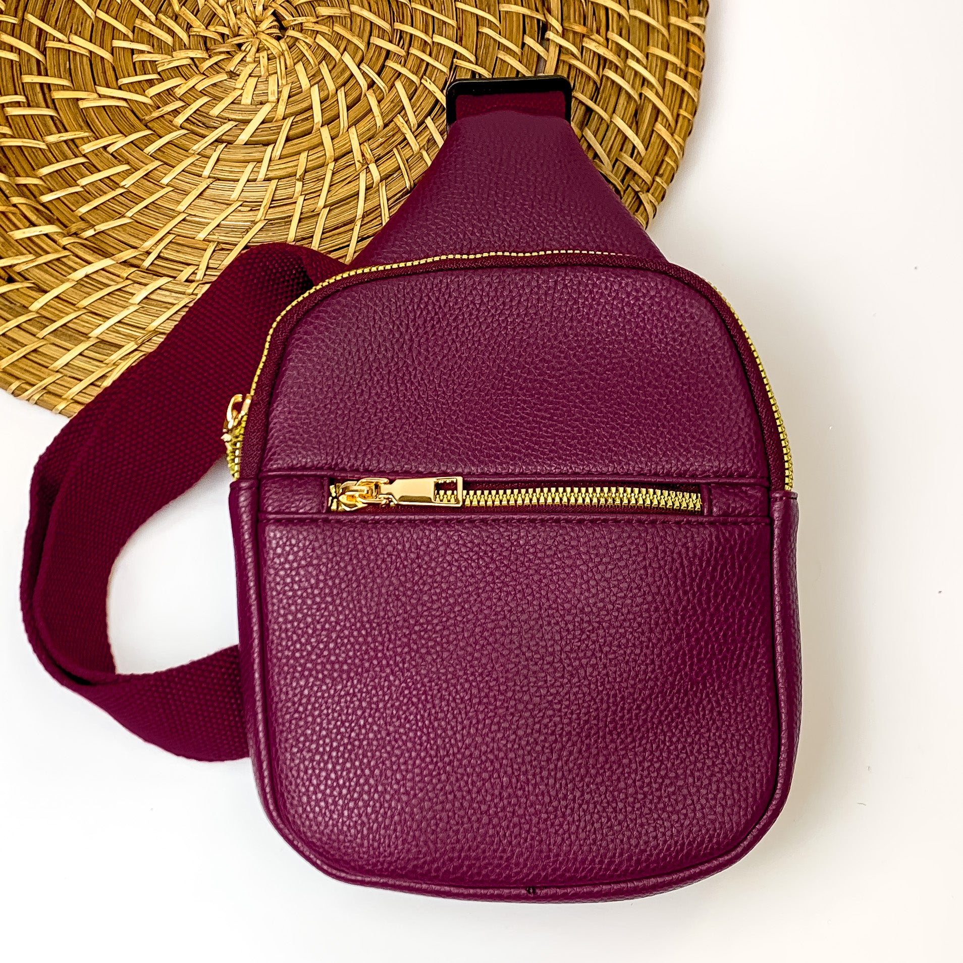 Sling Backpack in Wine Red - Giddy Up Glamour Boutique