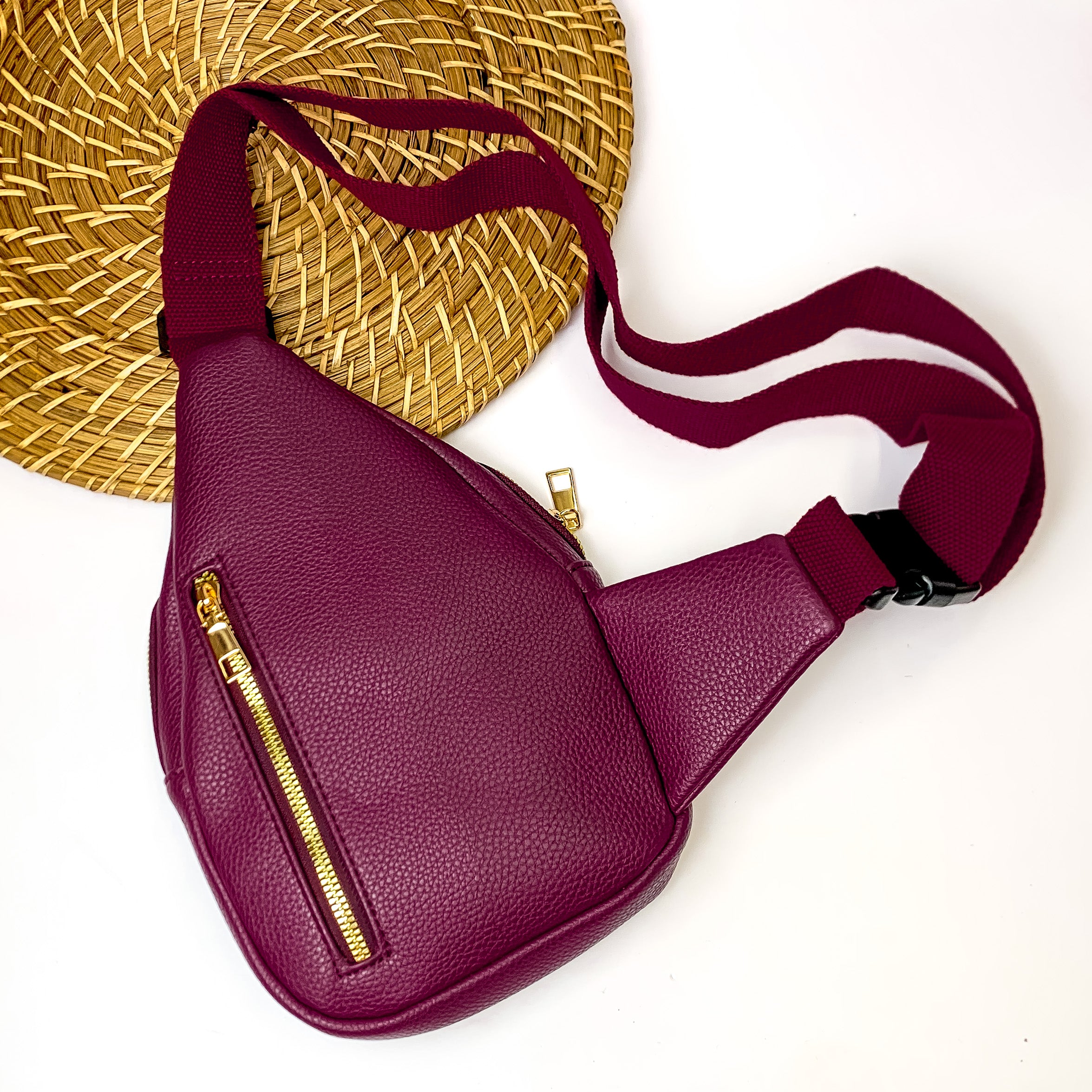Sling Backpack in Wine Red - Giddy Up Glamour Boutique