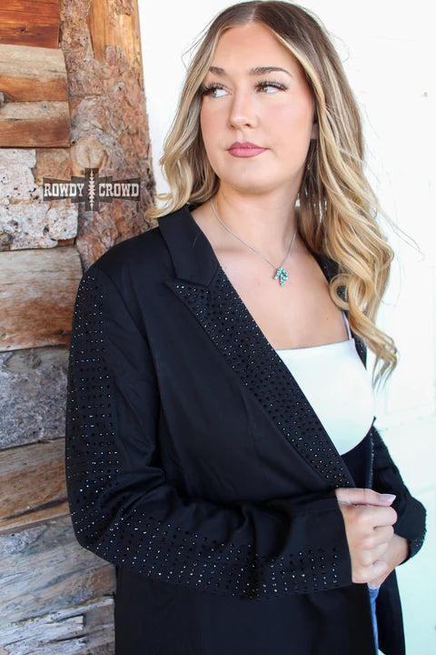 Online Exclusive | Blazing Saddle Long Sleeve Blazer in Black - Giddy Up Glamour Boutique