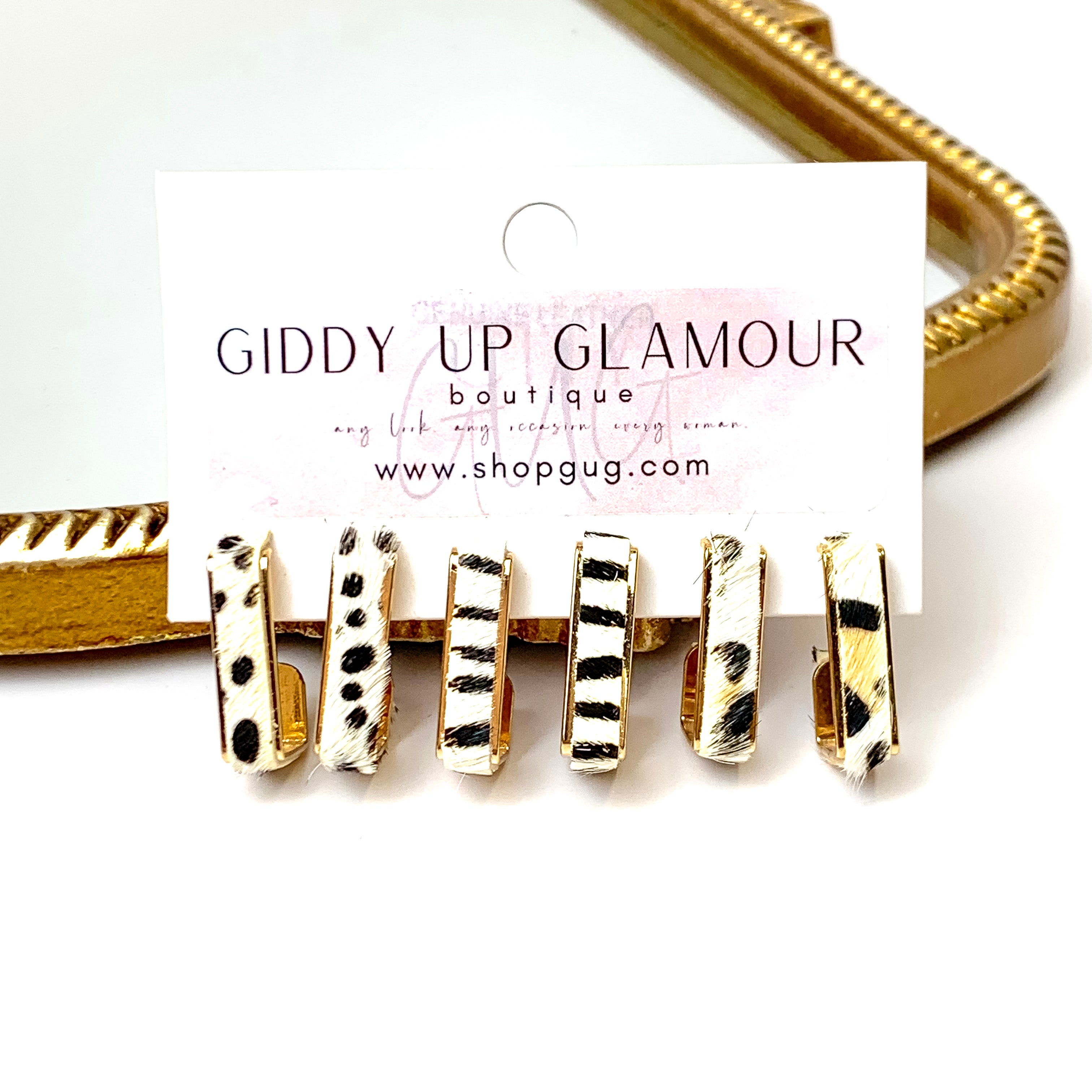 Wild Safari Set of Three Hoop Earrings in Ivory - Giddy Up Glamour Boutique