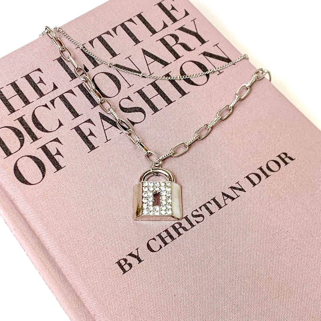 Love Lock Layered Padlock Chain Necklace in Silver - Giddy Up Glamour Boutique