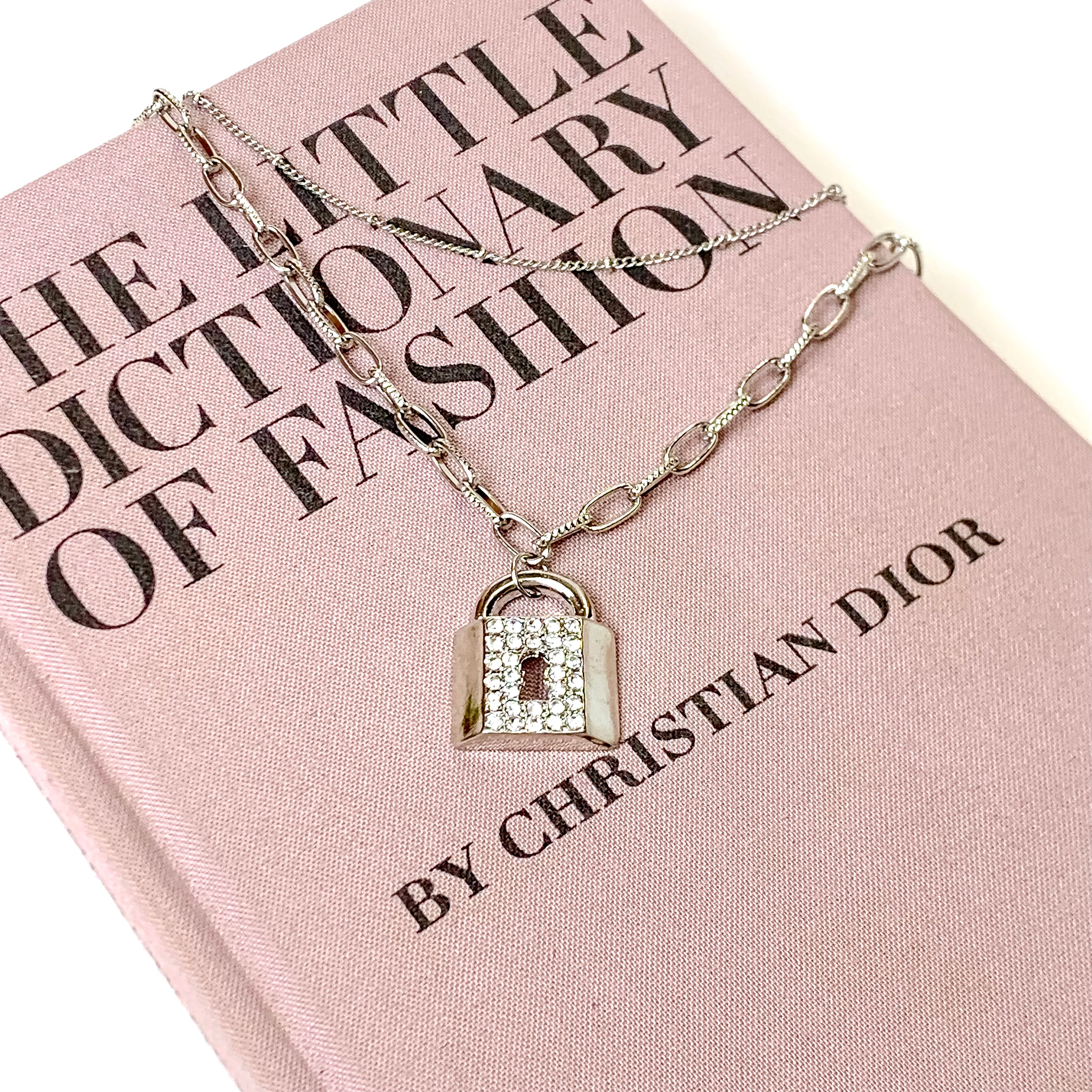 Love Lock Layered Padlock Chain Necklace in Silver - Giddy Up Glamour Boutique