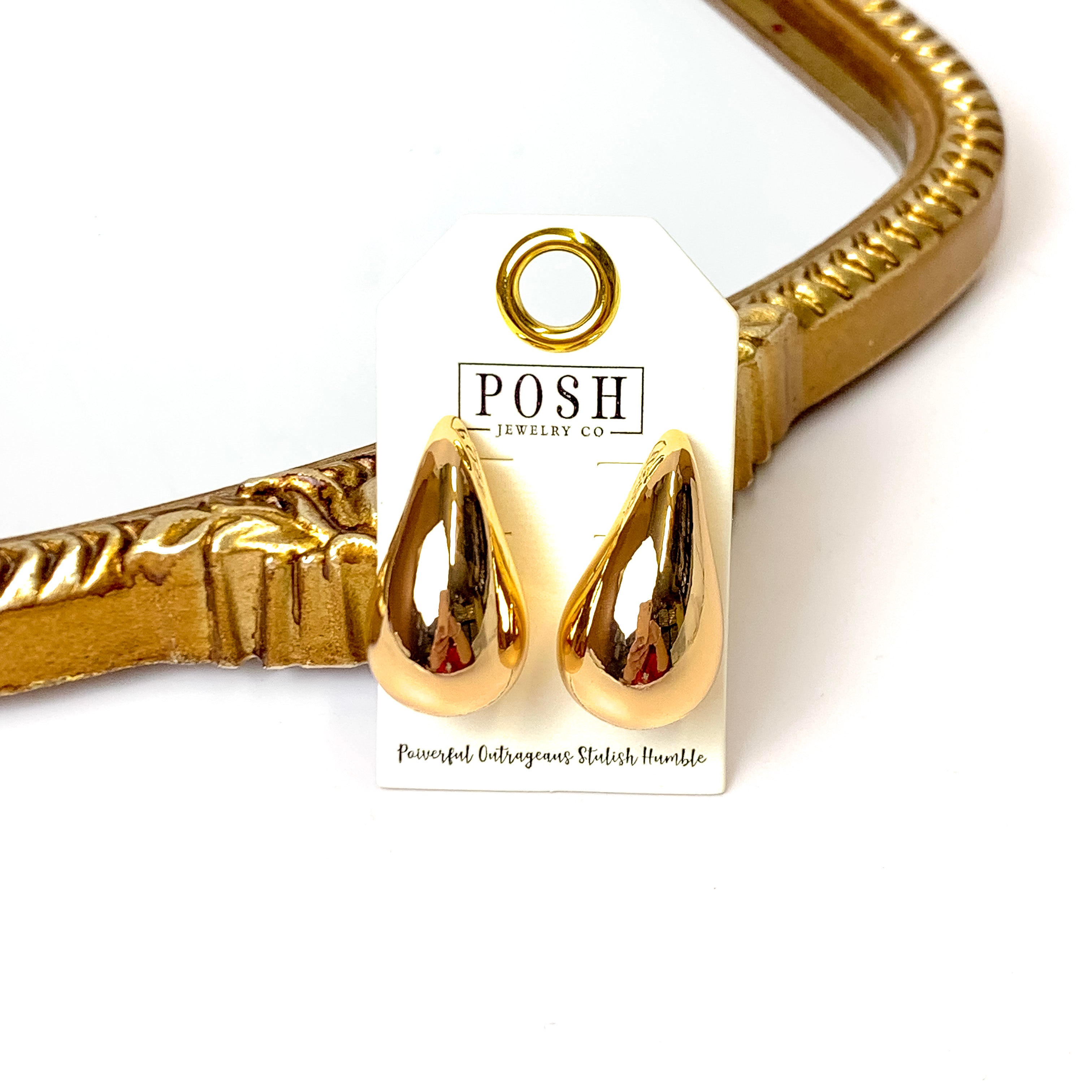Posh by Pink Panache | Small Raindrop Post Earrings in Gold - Giddy Up Glamour Boutique