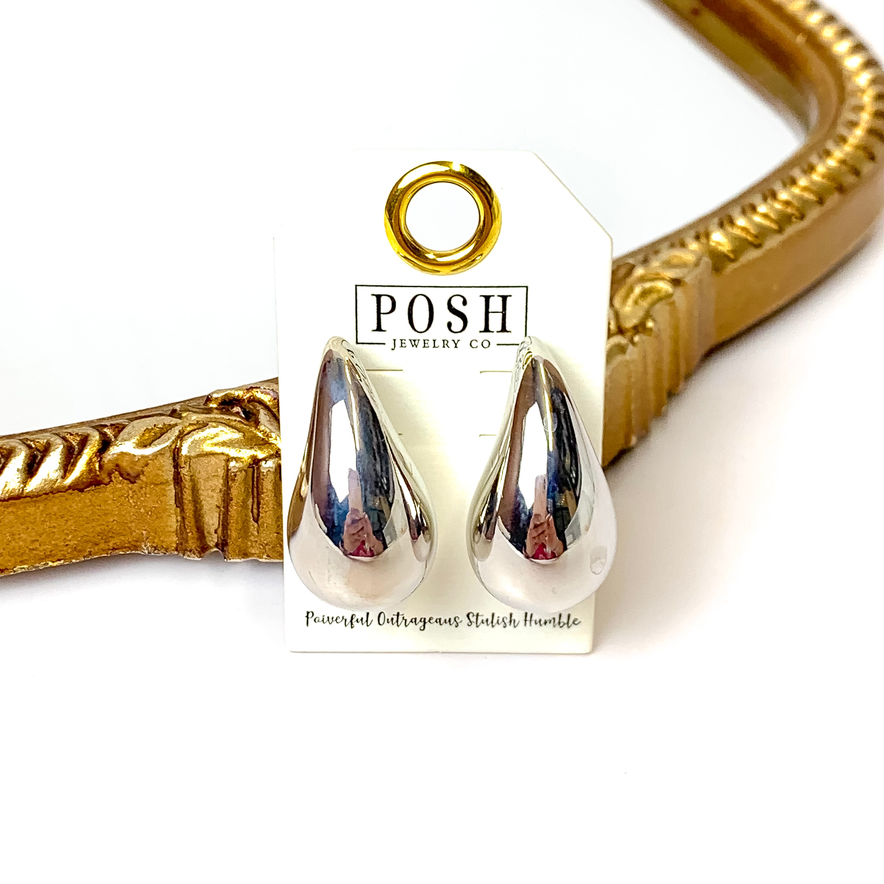 Posh by Pink Panache | Small Raindrop Post Earrings in Silver - Giddy Up Glamour Boutique