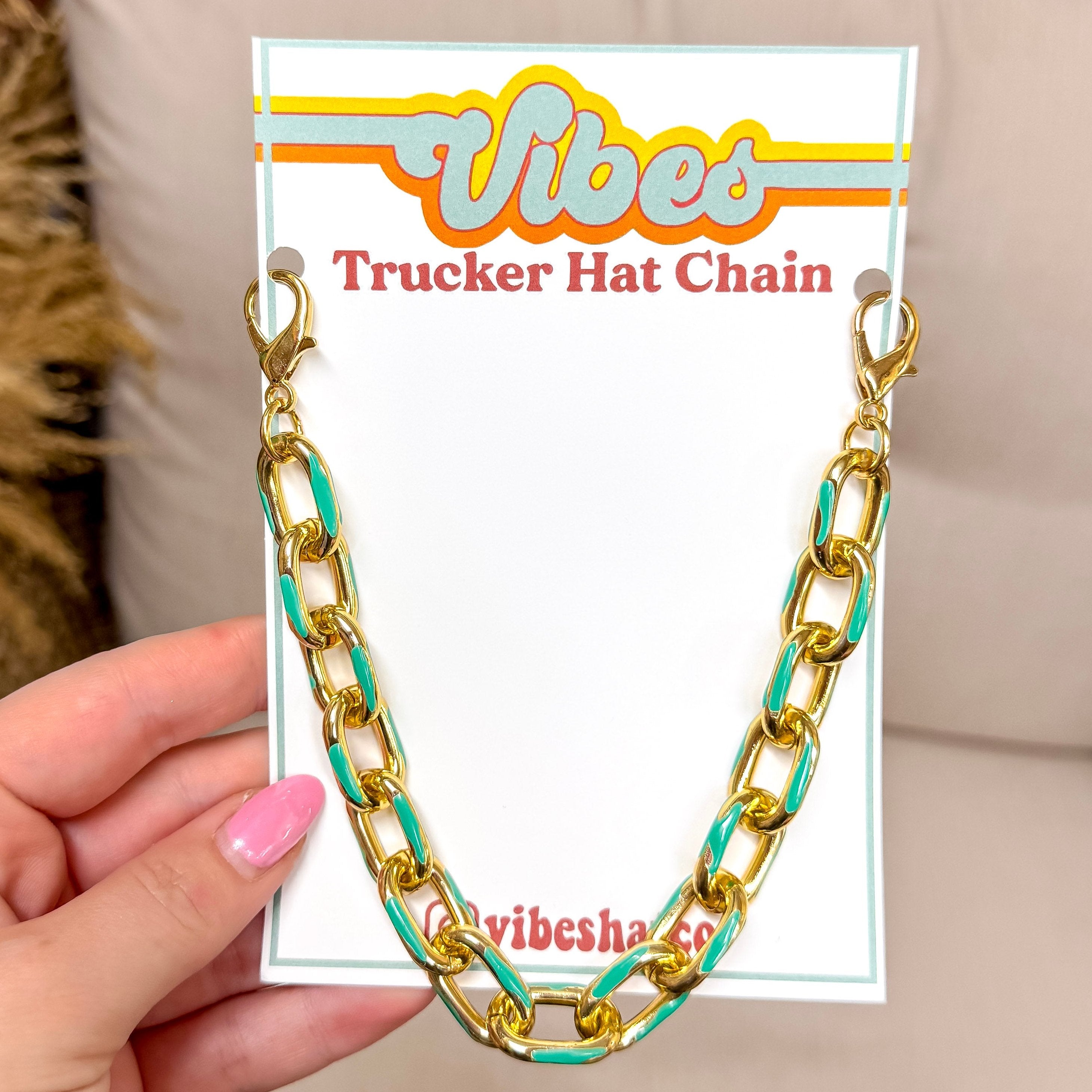 Trucker Hat Chain in Gold and Teal