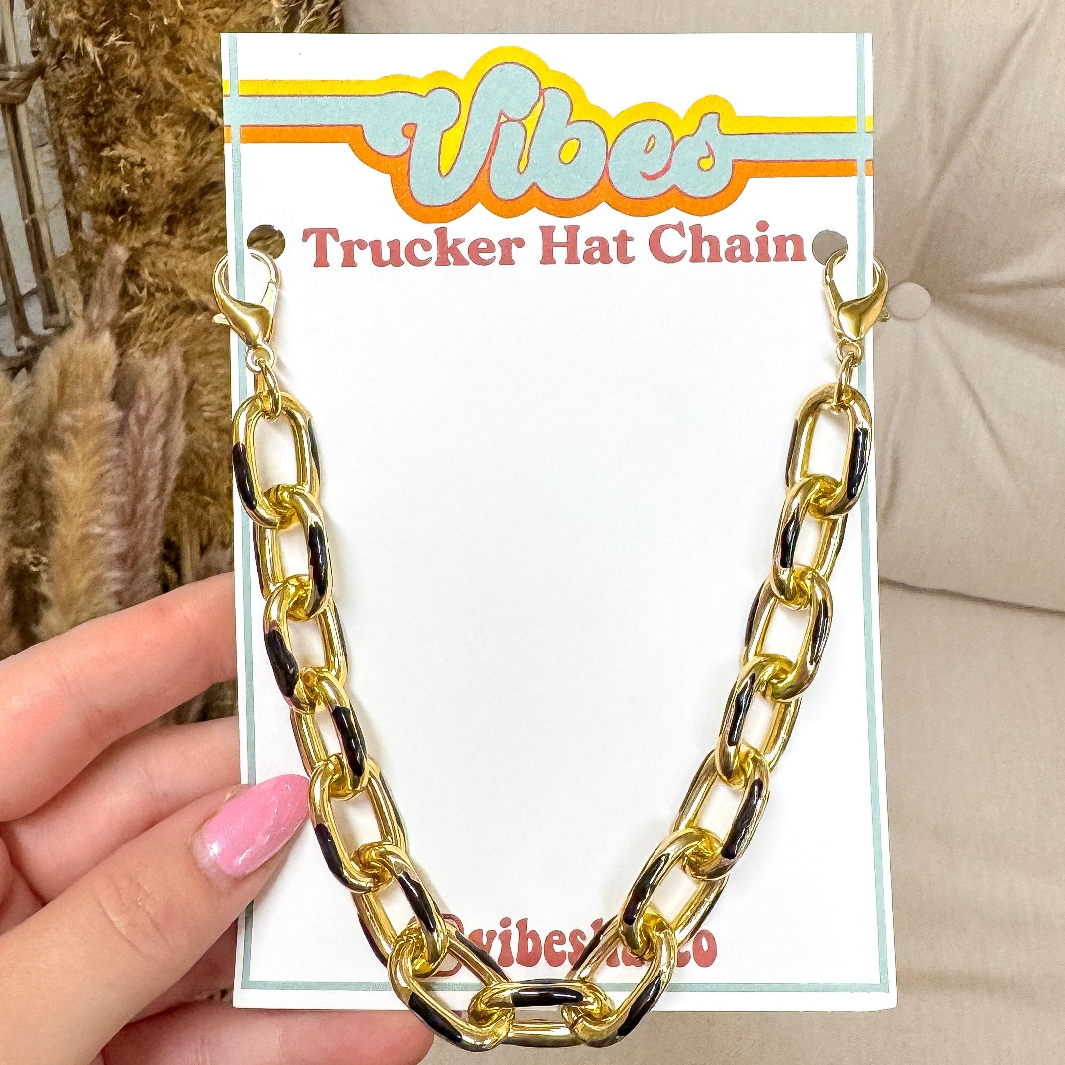 Trucker Hat Chain in Chunky Gold Dipped in Black