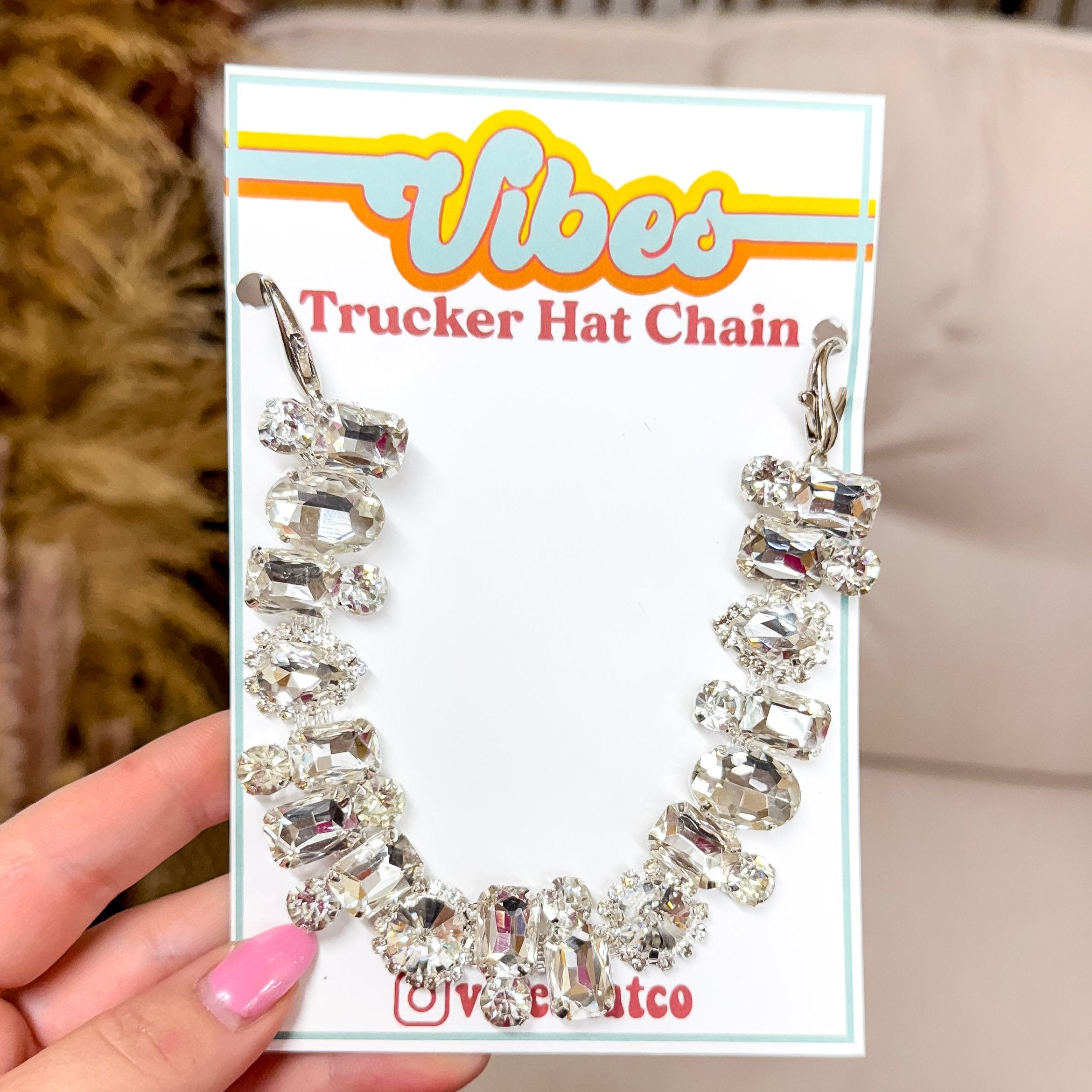 Trucker Hat Chain in Large Rhinestones